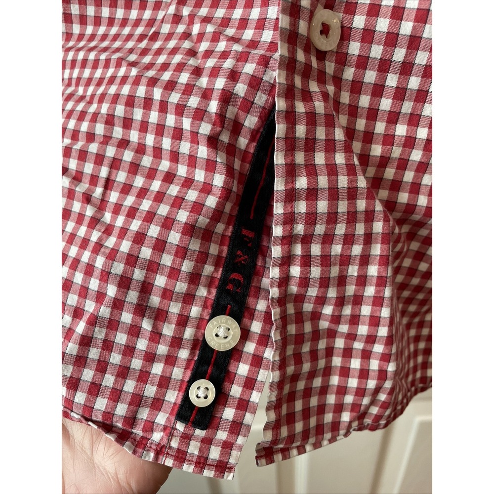 Fairway & Greene Mens Button Up Shirt Cotton XLarge Red White Check Long Sleeve - Picture 6 of 16